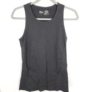 Zyia Active Top Womens Small Diagonal Striped Textured Fitted Workout Gym Tank